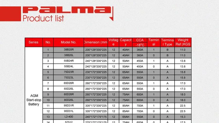 AGM Auto Battery Start Stop Battery High Rate Battery High Perfroamcen Battery