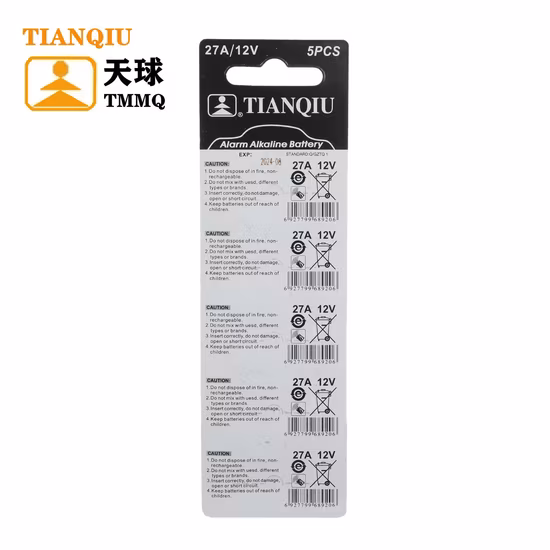 Prezzo di fabbrica di zinco carbonio batteria a bottone alcalina 12V Tianqiu 27A
